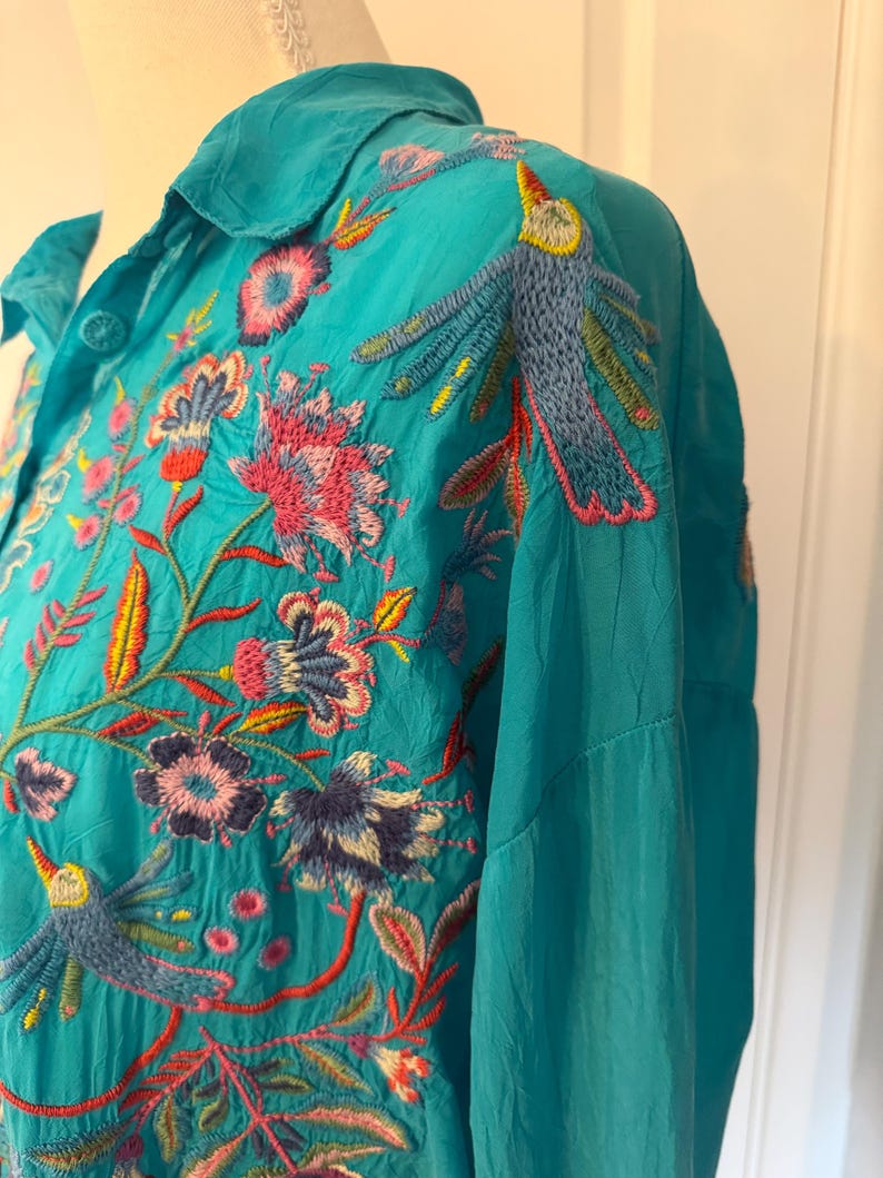 Johnny Was Embroidered Long Sleeve Blouse Size S-M image 9