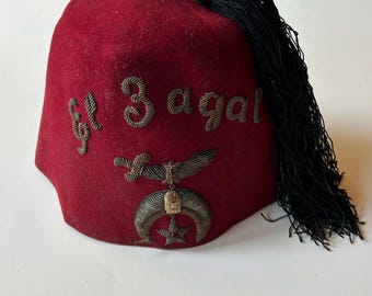 Vintage Red Fez Hat Worn by Shriners Masonic Fraternal