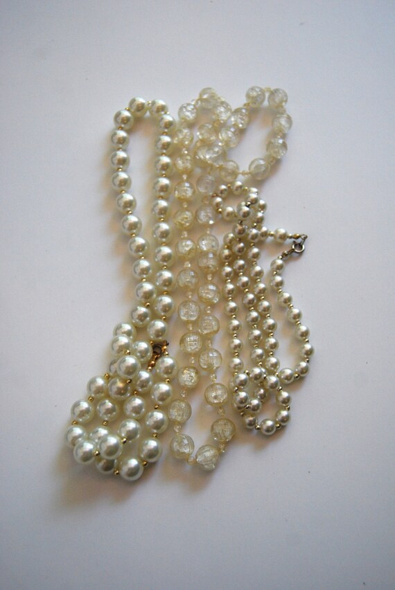 Vintage Trio of Beaded Necklaces, Faux Pearls