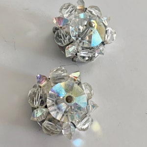 Vintage Clip On Earrings, Faux Crystals
