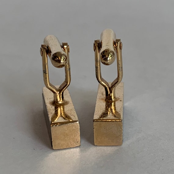 Vintage Gold SWANK Black Rectangular Geometrical … - image 4