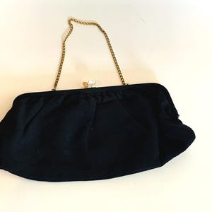 Vintage Black and Gold Fabric Handbag