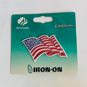 Écusson emblème Girl Scouts, drapeau américain, neuf dans l'emballage