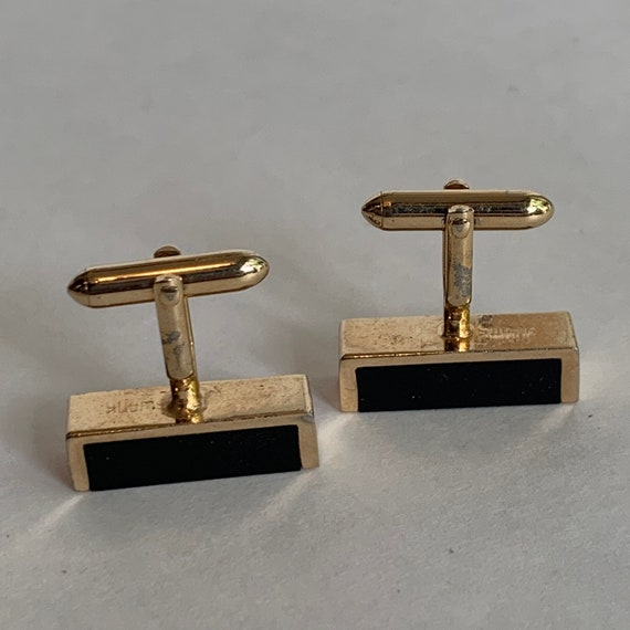Vintage Gold SWANK Black Rectangular Geometrical … - image 5