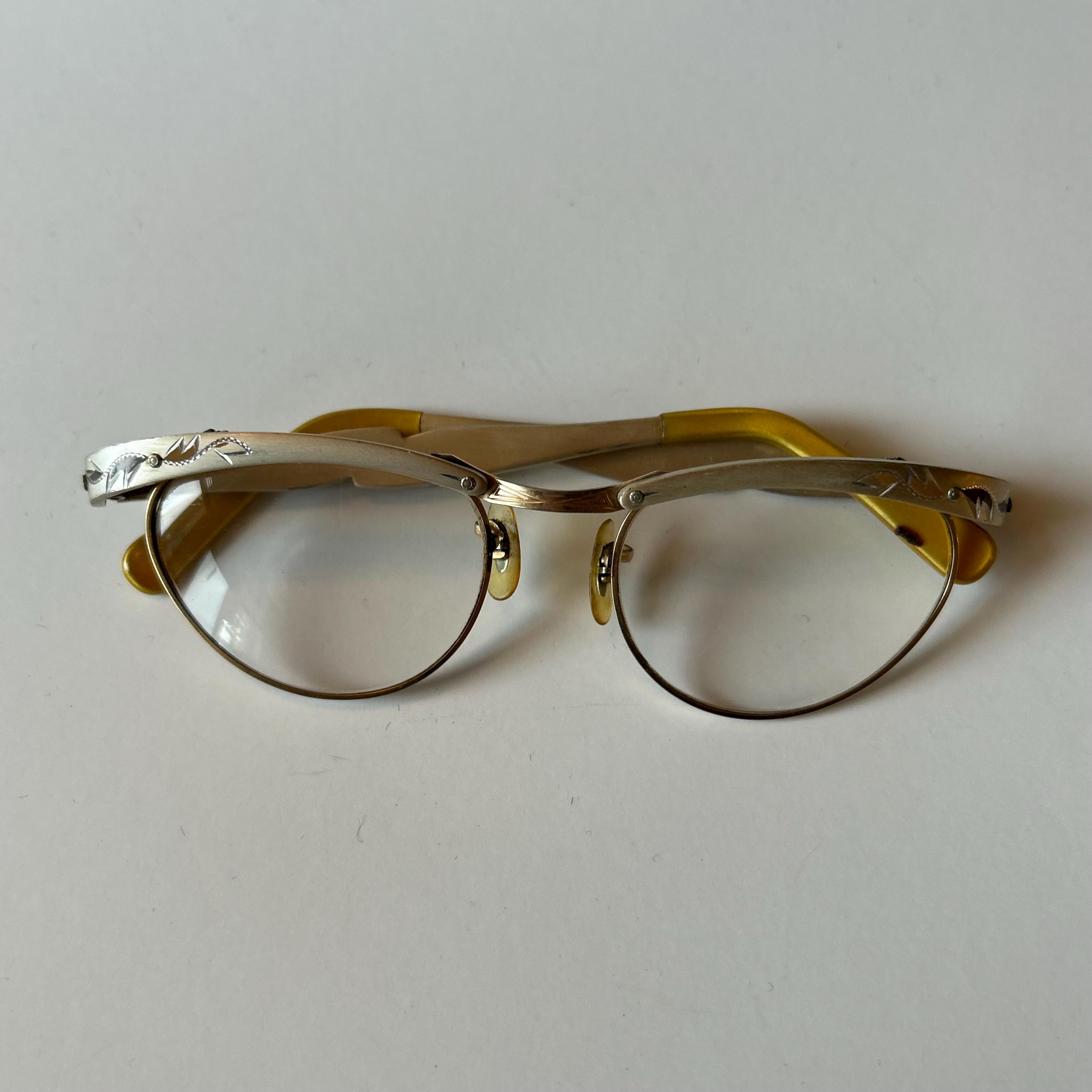 Vintage Styl-Rite Cat Eye Eyeglasses Etched Aluminum & Plastic Frames Good Cond! Silver 1950s Vintage Eyeglasses for sale | eBay main image 4