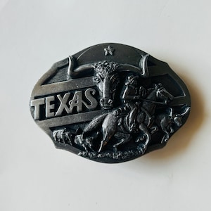 Vintage Belt Buckle, Texas, Silver Toned Metal, Arroyo