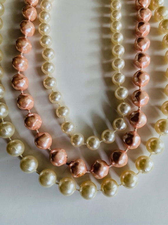 Vintage Trio of Faux Pearls, Costume Jewelry - image 1