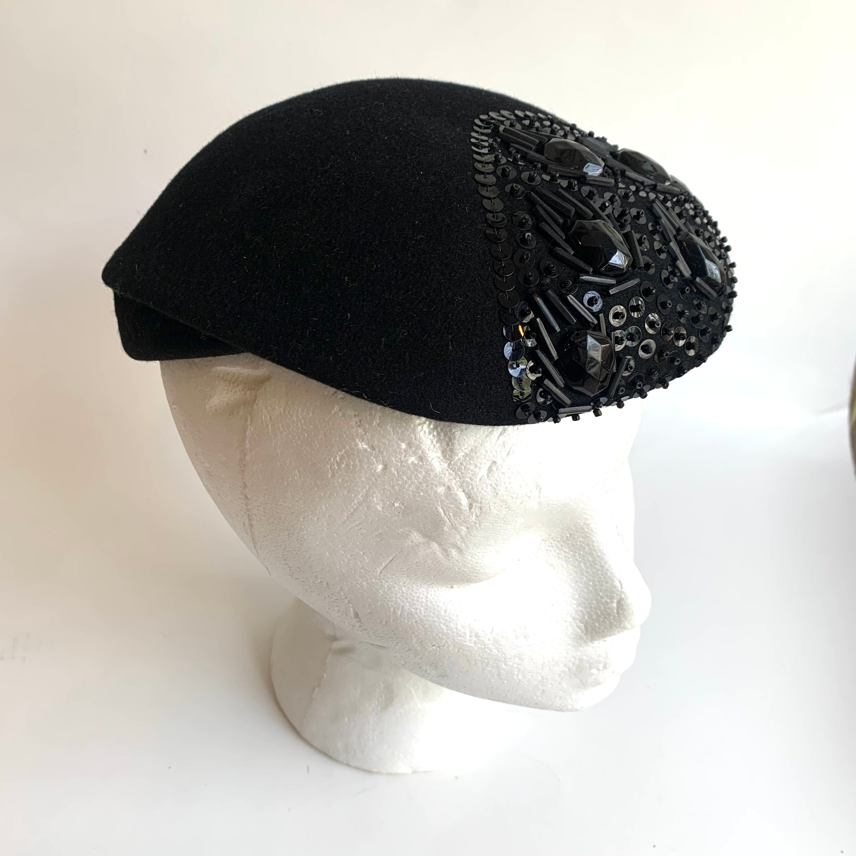 Vintage Fashion Hat With Black Jet Beaded Details - Etsy display picture 1