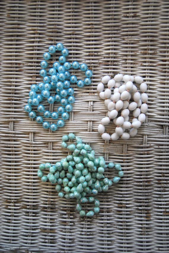 Vintage Grannie Style Necklaces, Trio of Blue