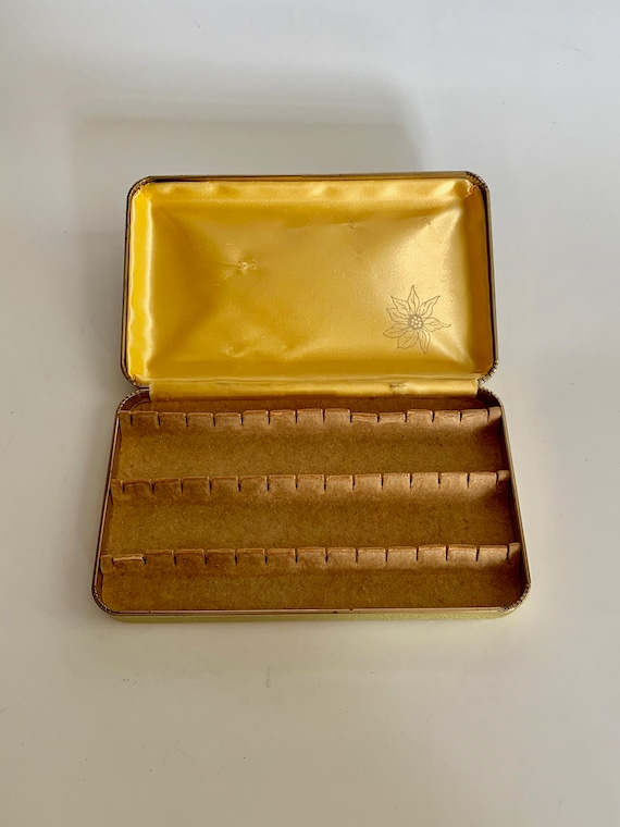 Vintage Gold Hard Case Jewelry Box, Tiny Treasure 