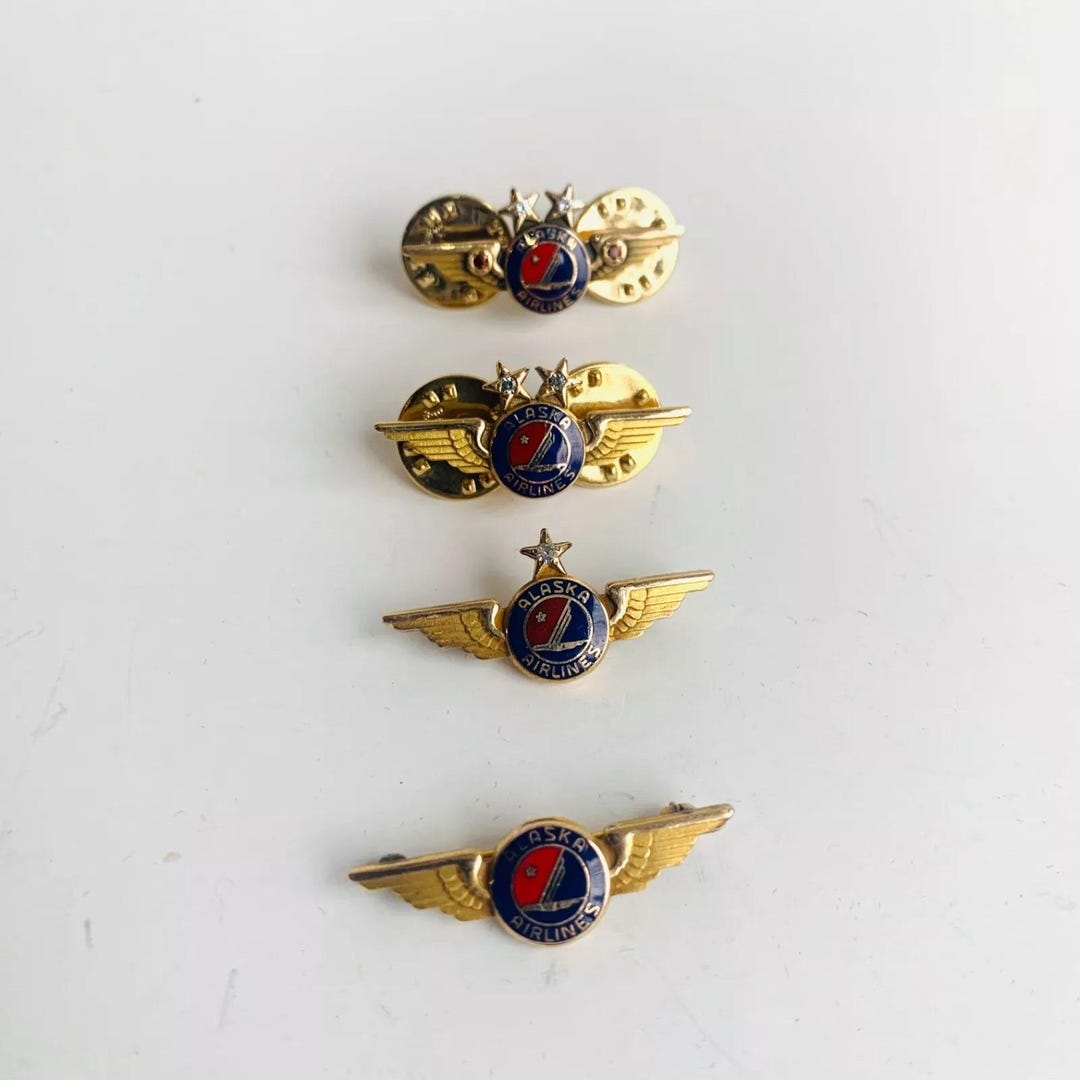 Service Pin Ruby Vintage Alaska Airlines Service Pins, Gold, Diamond, Ruby, Rare ...
