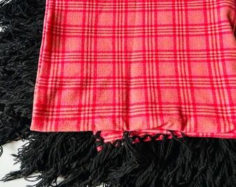 Vintage Pendleton Beaver State Shawl Blanket / Red Blue Wool