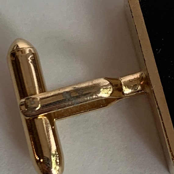 Vintage Gold SWANK Black Rectangular Geometrical … - image 2