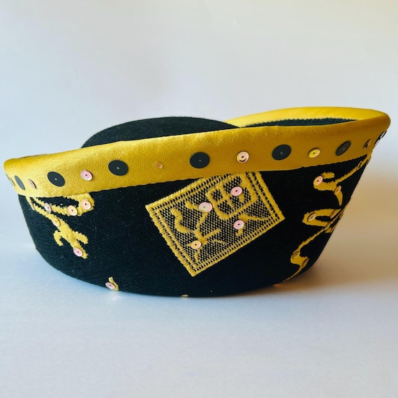 Vintage Donna Vinci Church Hat, Formal, Black and Gold  display picture 1