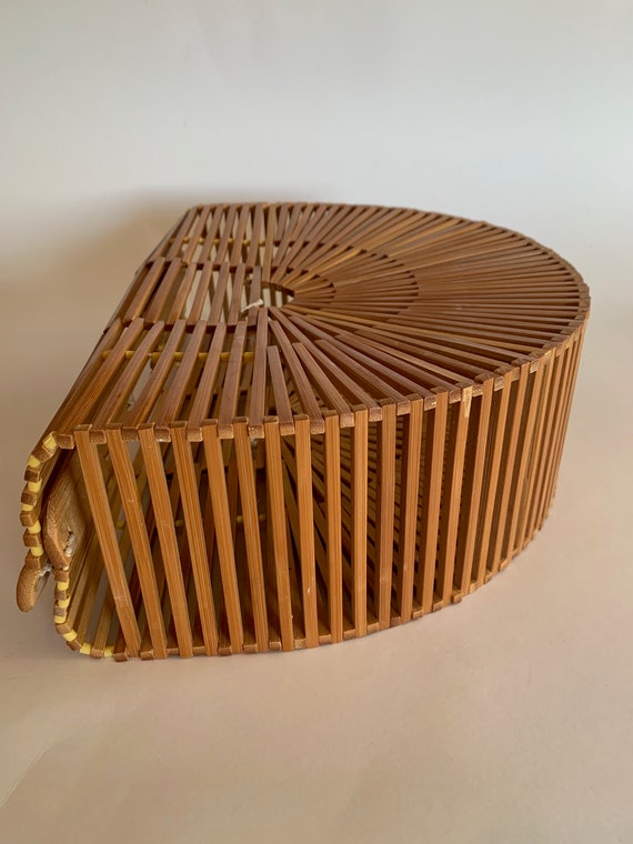 Vintage Bamboo Slat Half Circle Iconic Mid Centur… - image 6