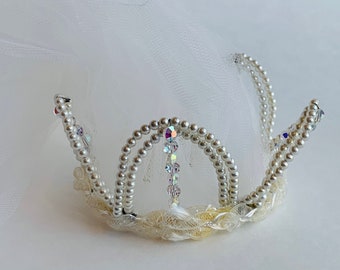 Vintage Veil, Princess Crown, White