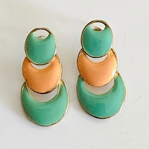 Vintage Enamel Eighties Earrings, Pierced
