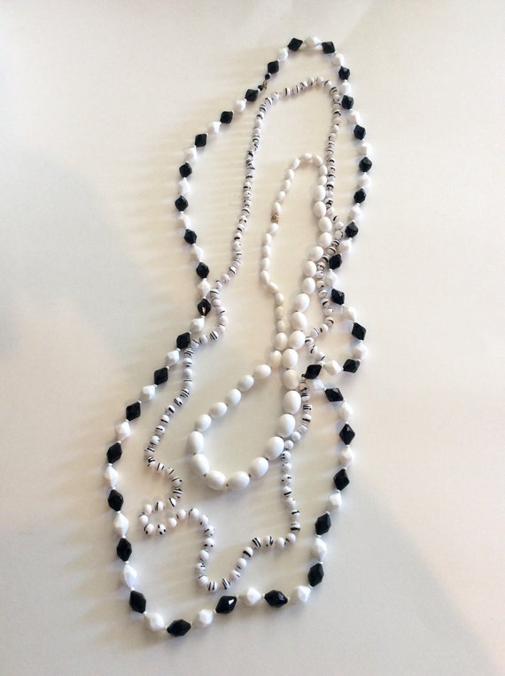 Vintage Trio of Black and White Necklaces