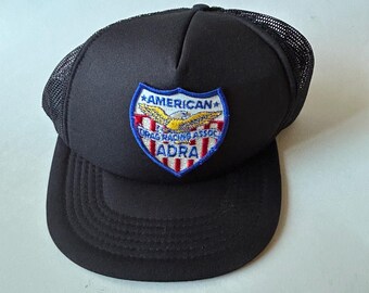 Vintage Snap Back Trucker Hat, American Drag Racing Associc. ADRA