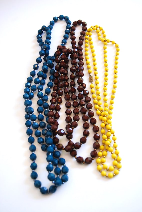 Vintage Trio of Beaded Necklaces, Rich, Saturated 