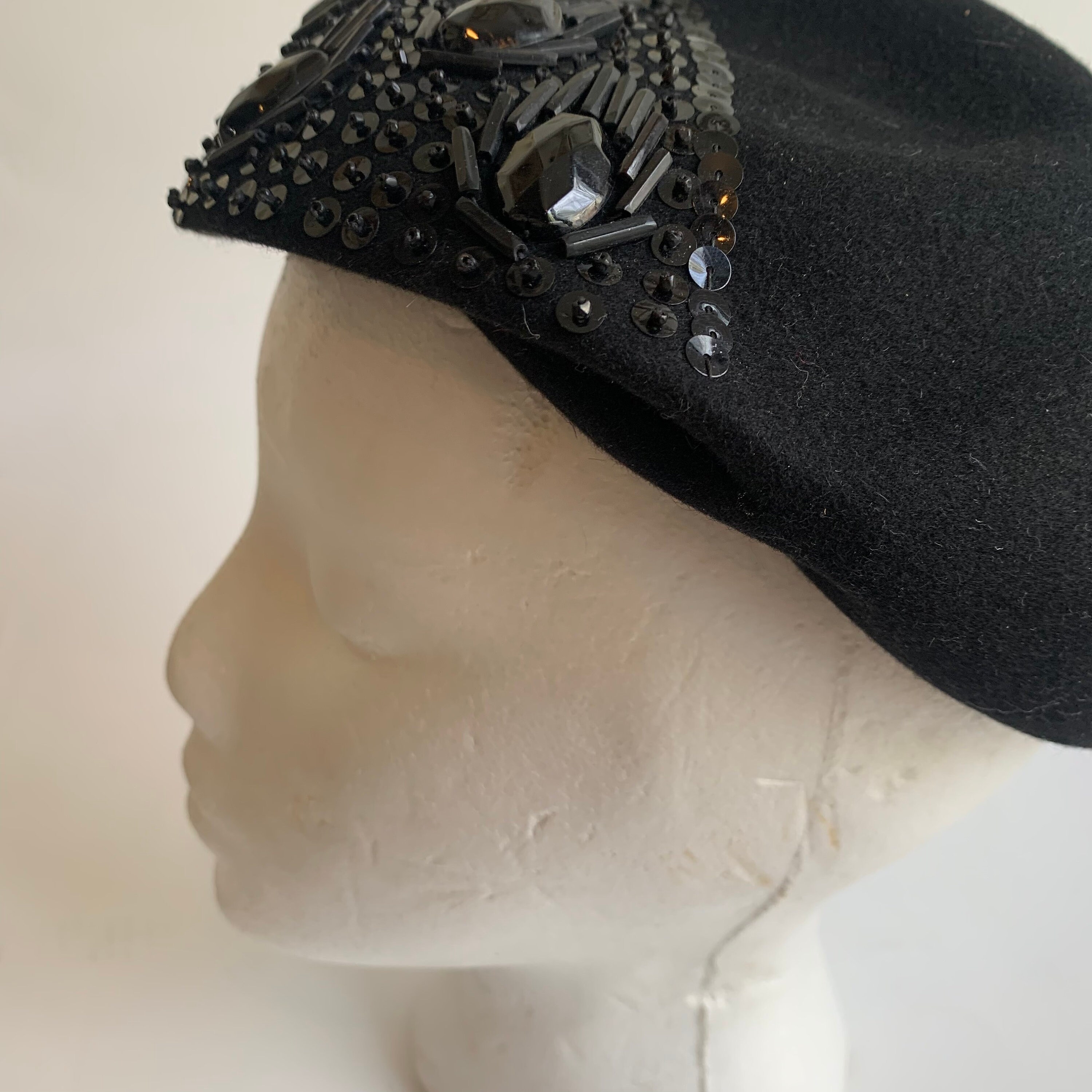 Vintage Fashion Hat With Black Jet Beaded Details - Etsy