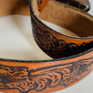 Vintage Leather Western Belt with Buckle image 2