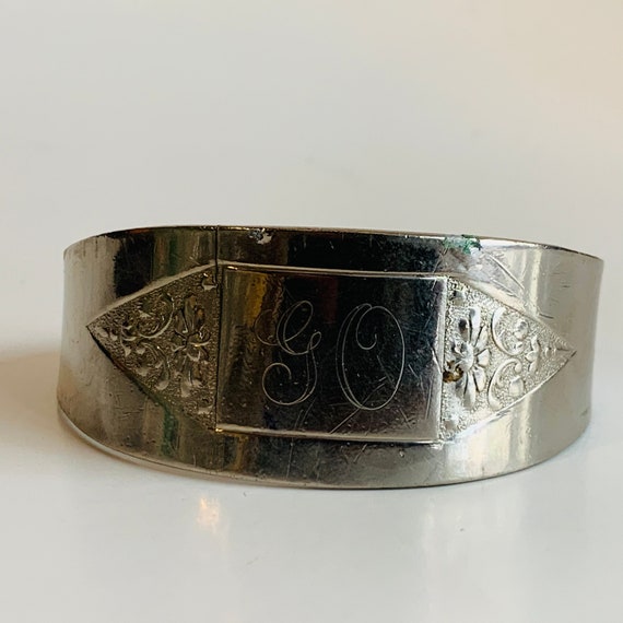 Vintage Silver Metal Cuff Bracelet, GO - image 6