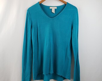 Palette Womens Vintage V-Neck Sweater Size Medium Pullover Long Sleeve Blue