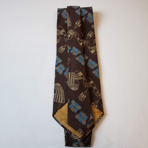 Mens Vintage 1980s Classic Tie Egyptian Theme Bro… - image 5