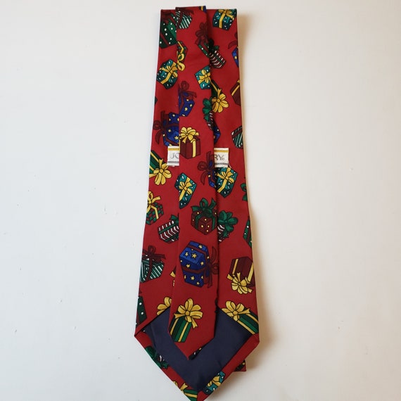 John Henry Mens Vintage Tie Silk Red Christmas Pr… - image 4