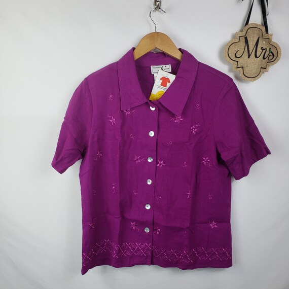 Victoria Moon Vintage Button Up Blouse Womens Sz L