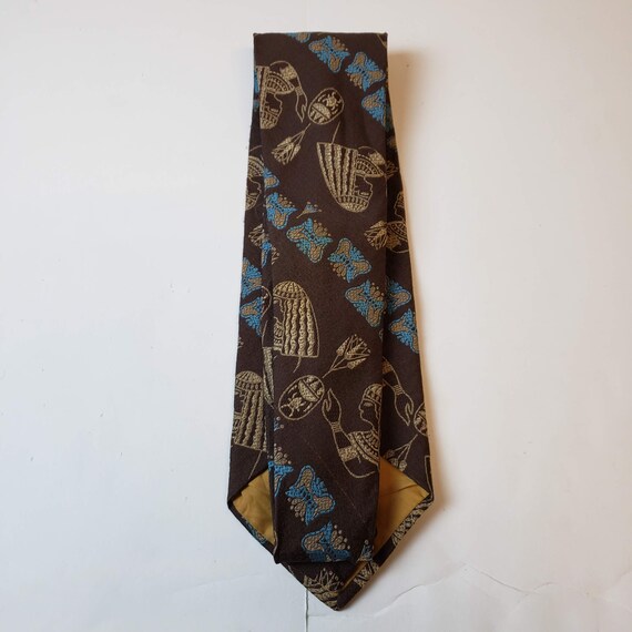 Mens Vintage 1980s Classic Tie Egyptian Theme Bro… - image 4