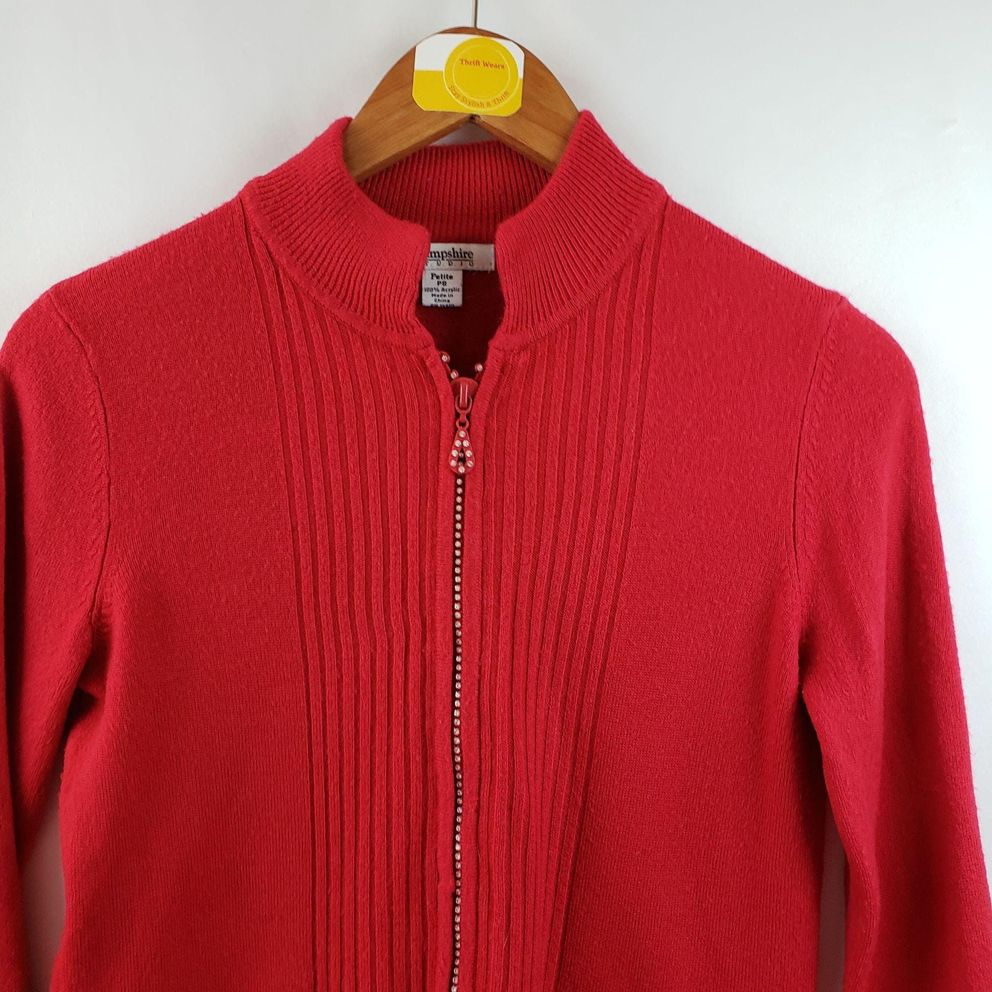 red zipper cardigan