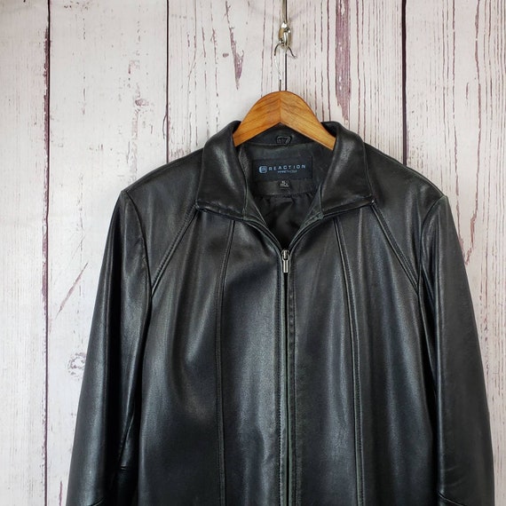 Kenneth Cole Reaction Vintage Leather Jacket Mens Size XL Zip