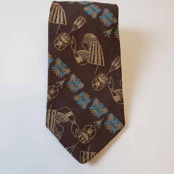 Mens Vintage 1980s Classic Tie Egyptian Theme Bro… - image 3