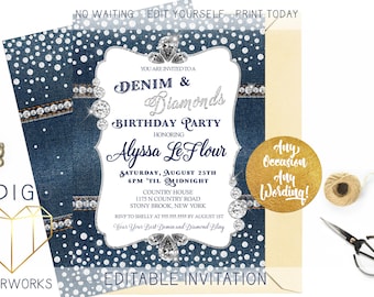 sparkle invitation etsy