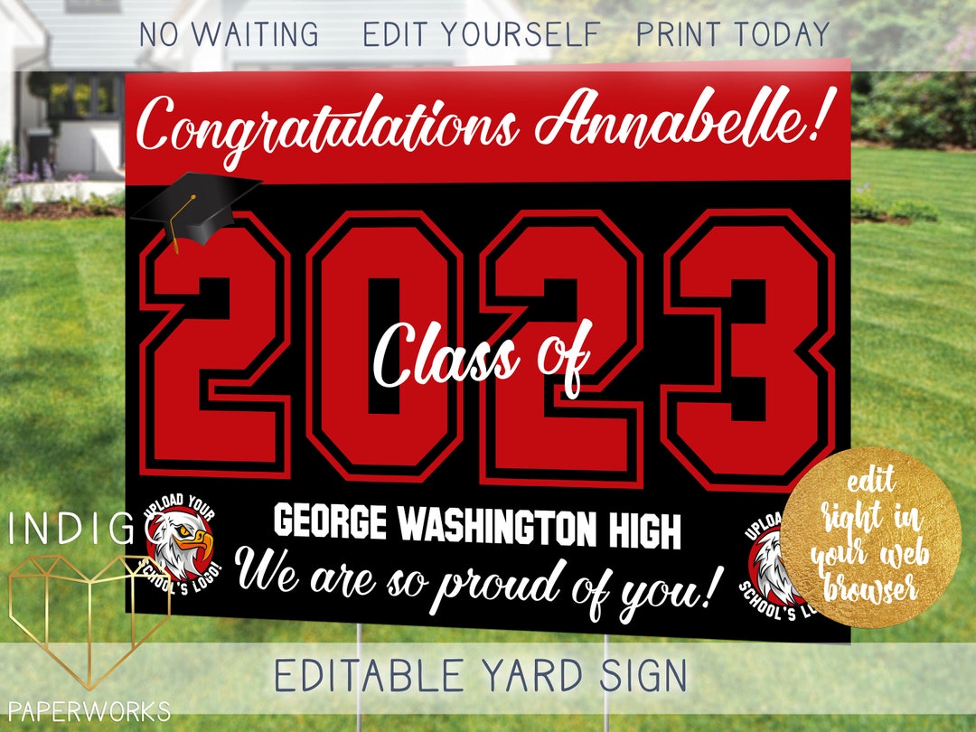 Printable 2023 Graduation Lawn Sign Custom Black and Red Grad - Etsy
