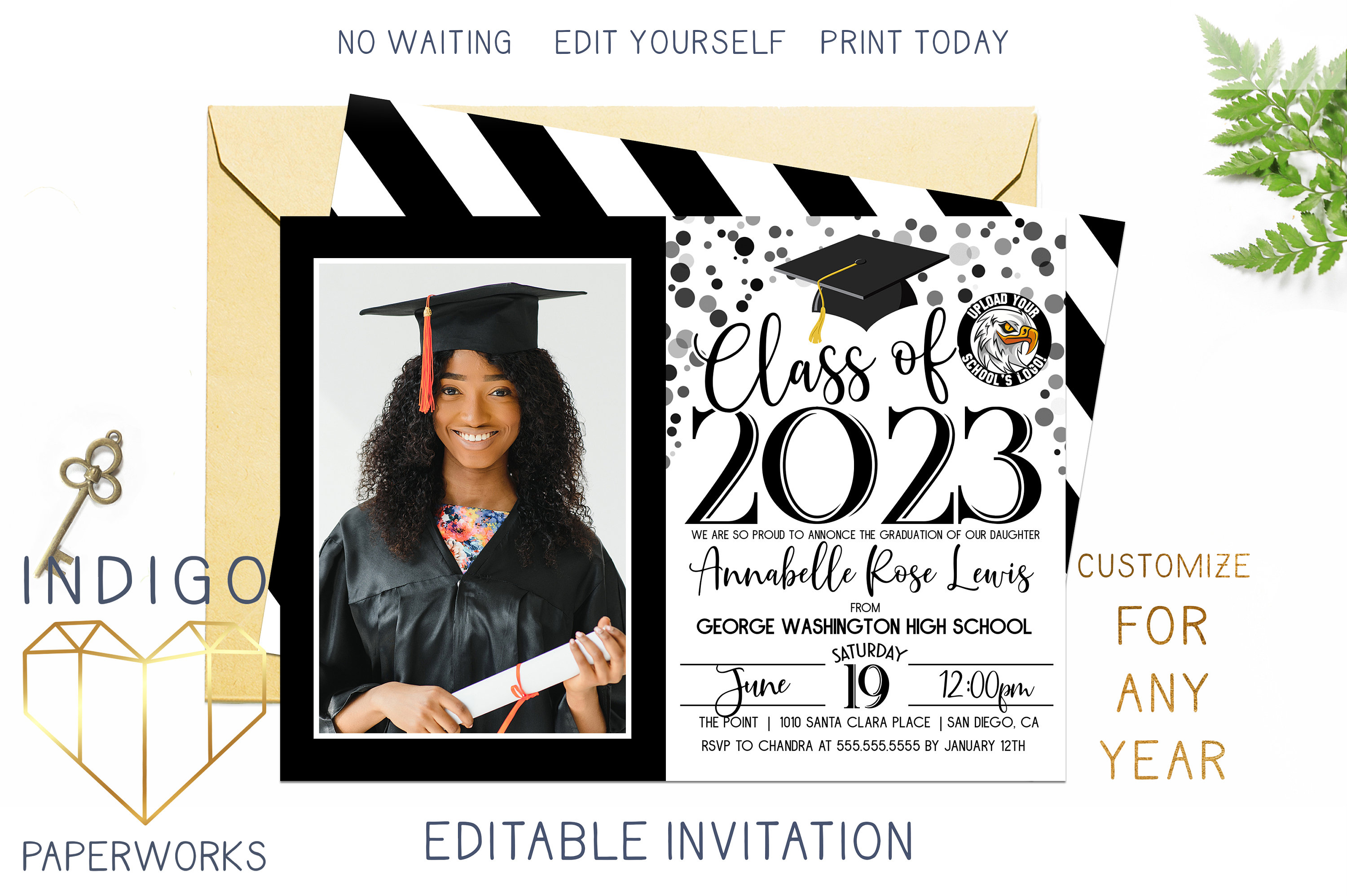 Printable 2023 Graduation Party Invitation With Photo Black & Etsy