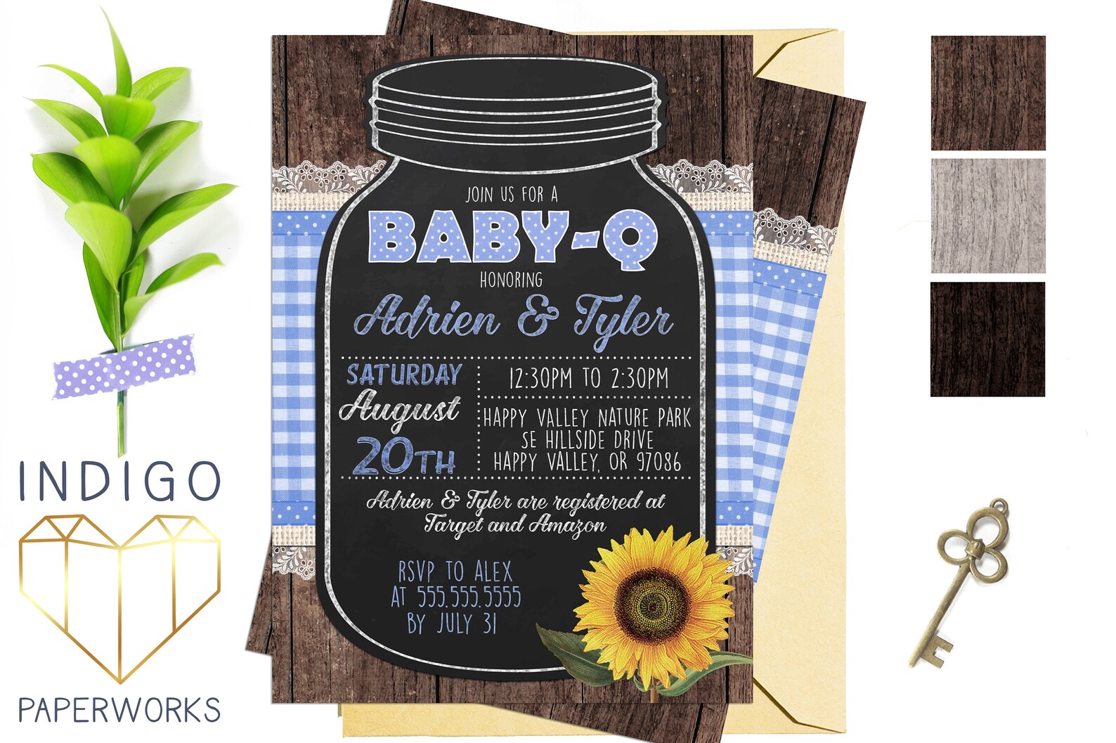 Baby-q Printable Co-ed Baby Shower Invitation Rustic Mason - Etsy