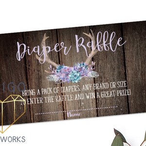 Succulents Diaper Raffle Tickets, Dark Wood Purple Boho Raffle ...