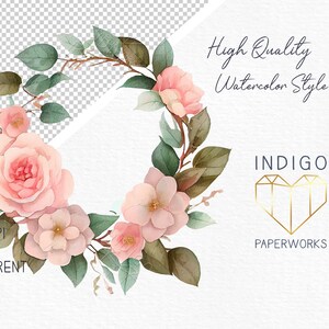 Watercolor Blush Camellia Clipart- 14 Pretty Camellia Flower Bouquet ...