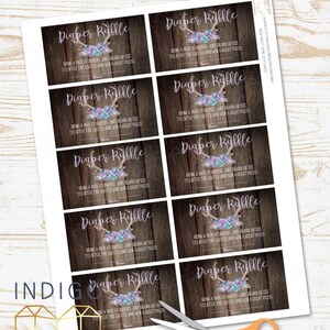 Succulents Diaper Raffle Tickets, Dark Wood Purple Boho Raffle ...