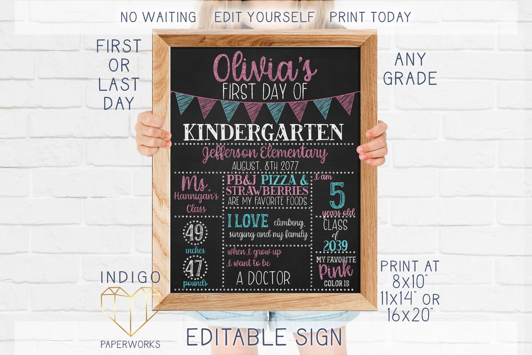 Printable First Day of School Chalkboard Sign, Reusable Last Day of ...