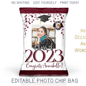 2025 Abschluss Chip Tasche mit Foto, moderne 2025 Graduation Chip Tasche mit Foto, Graduation Portemonnaie 2025, Party Favor Bag, DIY Bag