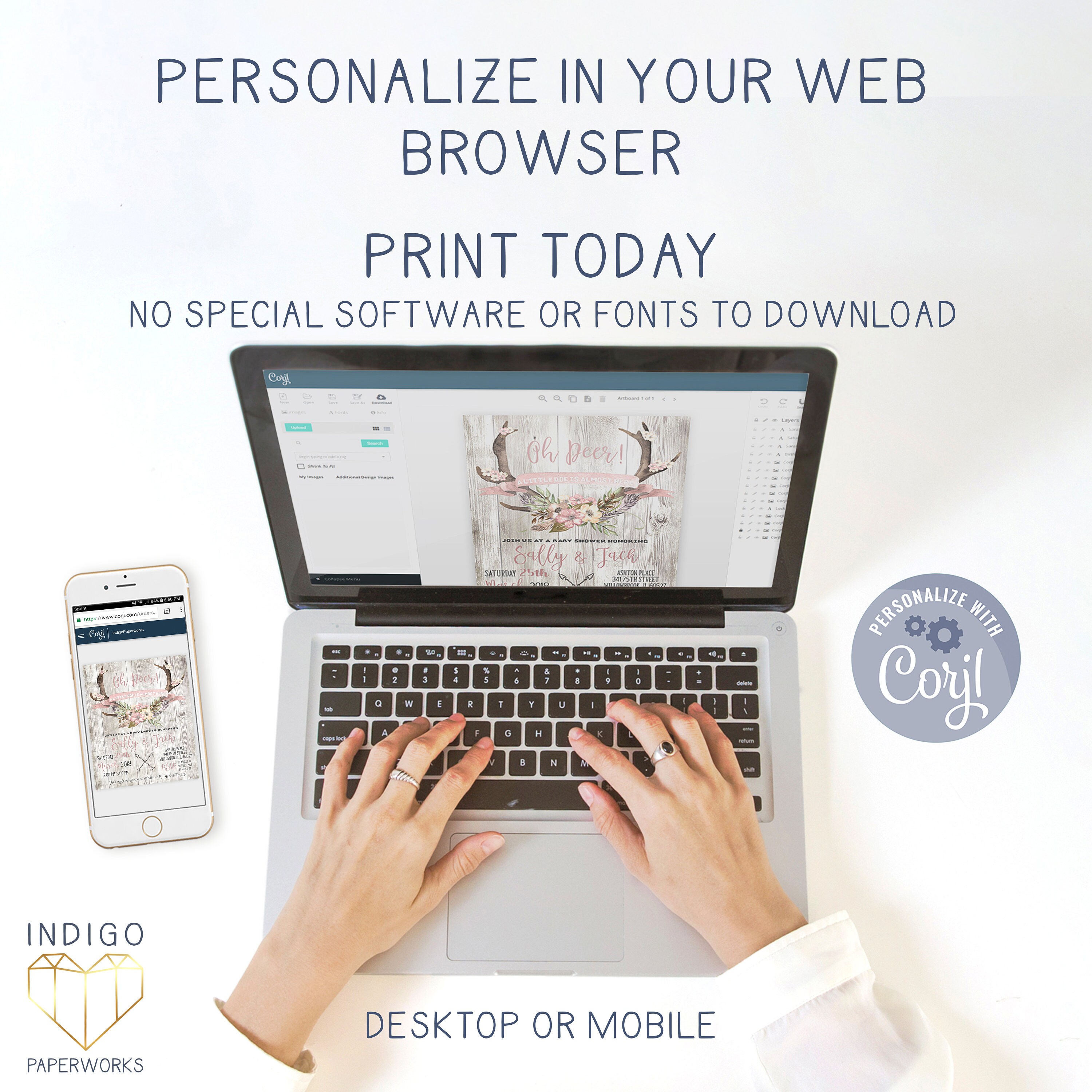 Printable Silver Floral Name Tags Bridal Shower Name tags Etsy