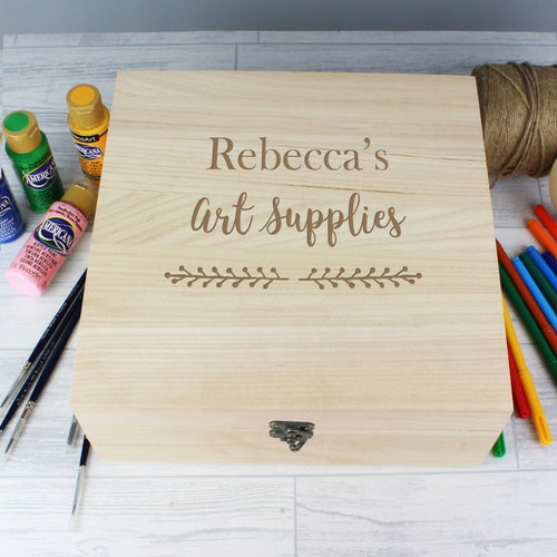 Personalised Wooden Art and Craft Box Bespoke Natural Wood Etsy UK