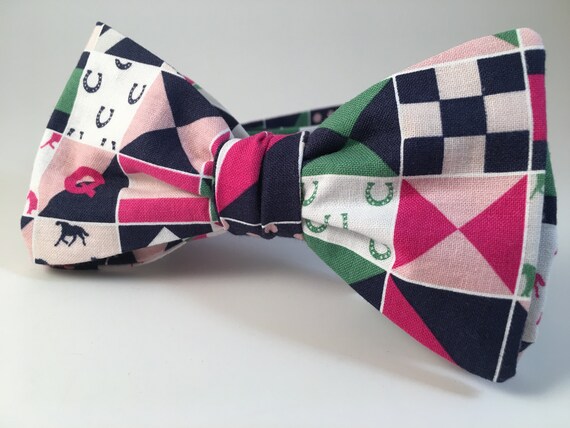 Mens Self Bowtie for The Run for the Roses Racing Horse Bow Ties