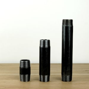 Black steel threaded tubes 4 to 150 cm 15/21mm (1/2'') or 20/27 (3/4'') or 26/34mm (1'') or 33/42mm (1''1/4)