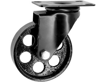 Black metal swivel castor - diameter 100mm - For DIY industrial furniture