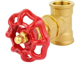 Ventilarmaturen aus Messing und rotes Handrad